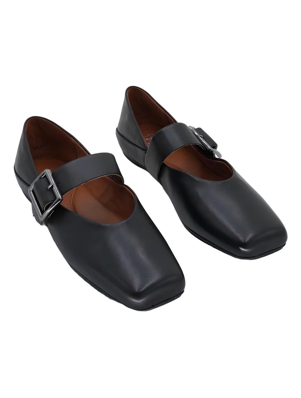 Franco Sarto Oakes Square Toe Mary Jane Ballet Flats Black Leather Size 8M